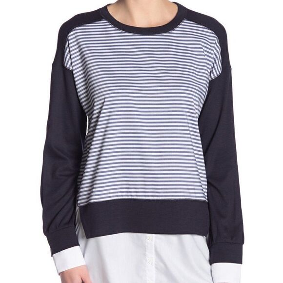 French Connection Kapiti Mixed Media Top - New - M - Picture 1 of 6